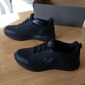 Women's Black Skechers Squad SR Work Shoes